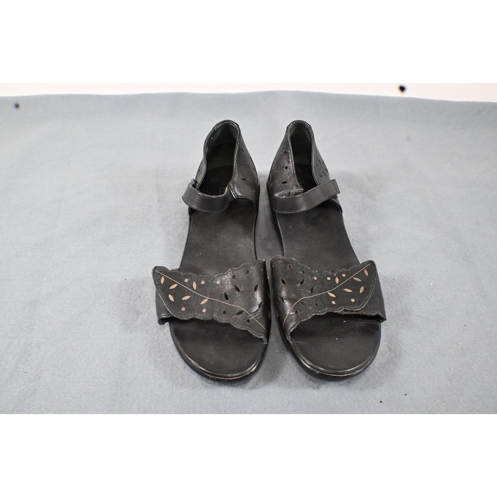 Ziera Womens EU 39 US 8 Wide Black Leather Mary Jane Comfort Sandals